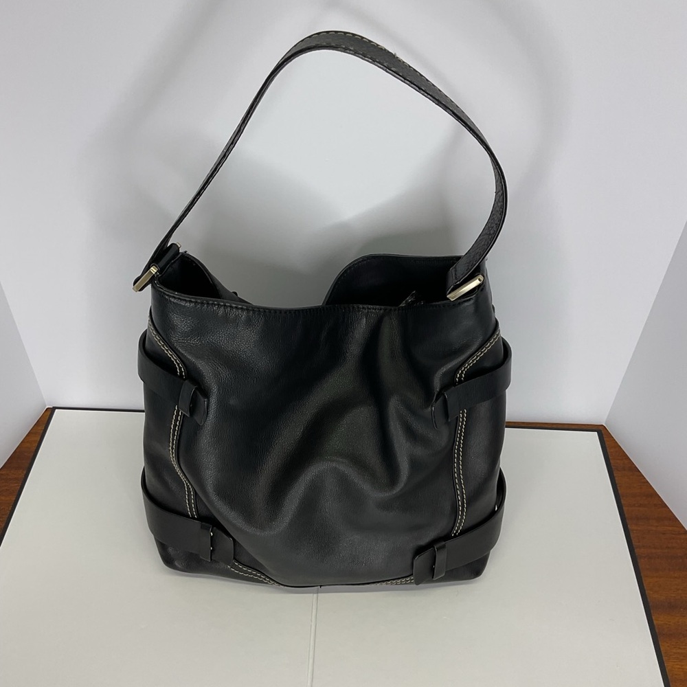 Michael Kors Black Shoulder Bag with Buckle Accents - Picture 4 of 11